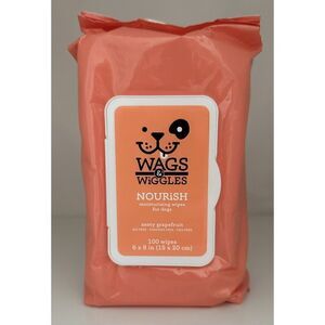 Wags & Wiggles Zesty Grapefruit Nourish Moisturizing Wipes for Dogs 100 ct NEW